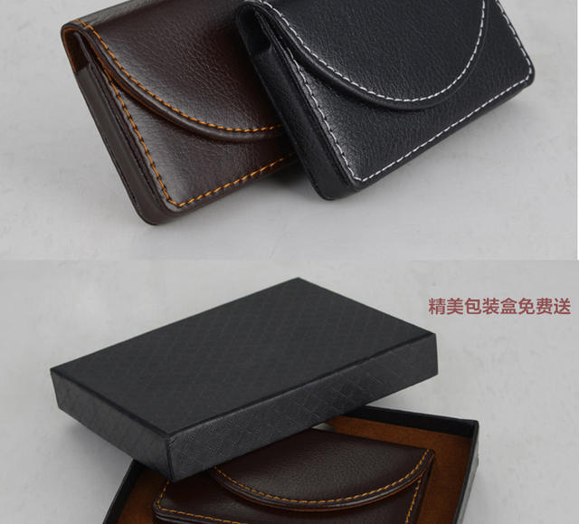 Wholesale leather business card stainless steel business card case metal business card case leather business card bag semicircle 033 detail 5