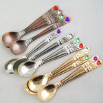Western-style tableware wholesale gift 5 three-dimensional spoon set solid color creative coffee spoon stainless steel soup spoon detail 6
