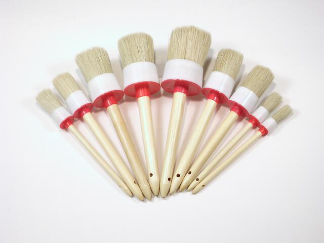 Factory wholesale car wash brush bristle round head paint car cleaning brush wooden handle bristle detail brush pig brush detail 4