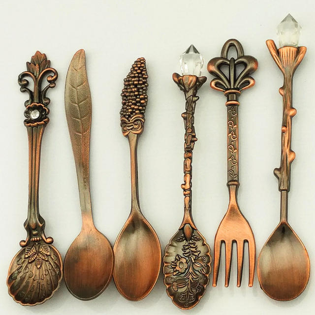 Western-style tableware wholesale gift 6 three-dimensional spoon suit solid color creative coffee spoon stainless steel rice soup spoon fork detail 5