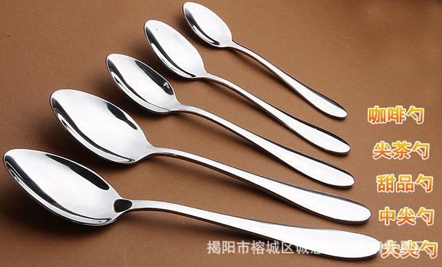 Chenghuijie dessert spoon factory direct stainless steel Western food Big pointed spoon main meal spoon creative coffee spoon long handle spoon detail 8