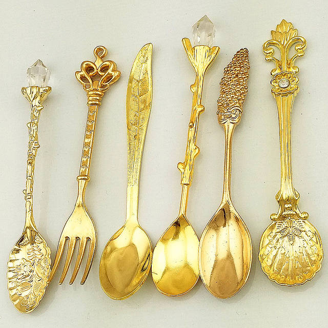 Western-style tableware wholesale gift 6 three-dimensional spoon suit solid color creative coffee spoon stainless steel rice soup spoon fork detail 3