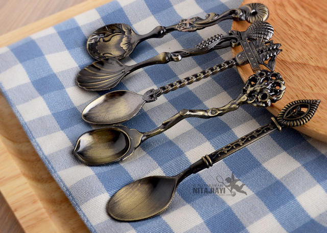 Western-style tableware wholesale gift 5 sets solid color creative coffee spoon dessert table decorative spoon mixing spoon detail 6