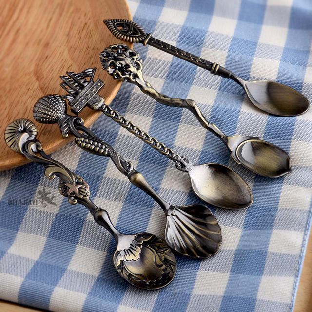 Western-style tableware wholesale gift 5 sets solid color creative coffee spoon dessert table decorative spoon mixing spoon