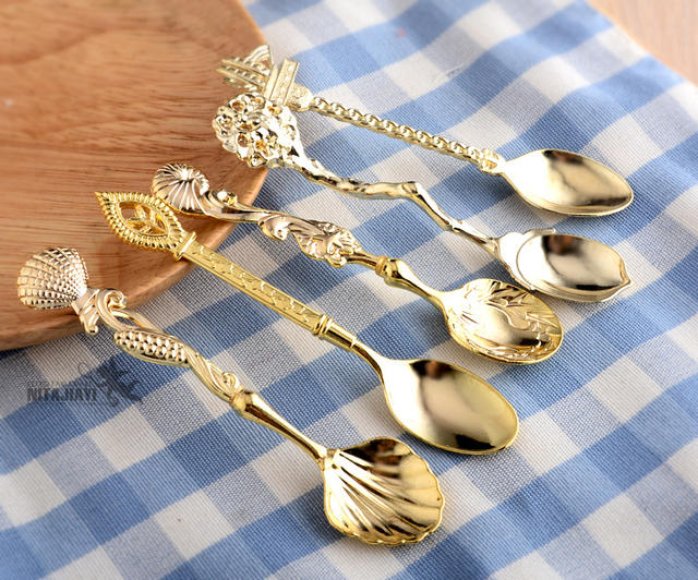 Western-style tableware wholesale gift 5 sets solid color creative coffee spoon dessert table decorative spoon mixing spoon detail 12