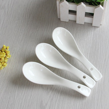 Pure White Ceramic Small Spoon Hotel Restaurant Soup Spoon Household Spoon Magnesium Porcelain Spoon detail 5