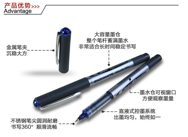 Baixue Direct Liquid Rollerball Pen 155 Student Water-Based Pen 0.5mm Black Ink Office Signature Pen Gel Pen Ballpoint Pen detail 9