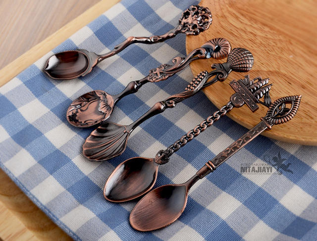 Western-style tableware wholesale gift 5 sets solid color creative coffee spoon dessert table decorative spoon mixing spoon detail 8