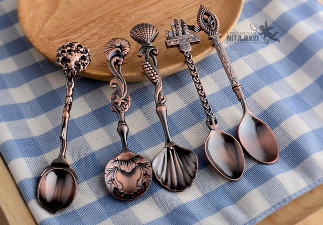 Western-style tableware wholesale gift 5 sets solid color creative coffee spoon dessert table decorative spoon mixing spoon detail 7