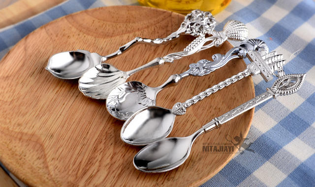 Western-style tableware wholesale gift 5 sets solid color creative coffee spoon dessert table decorative spoon mixing spoon detail 9