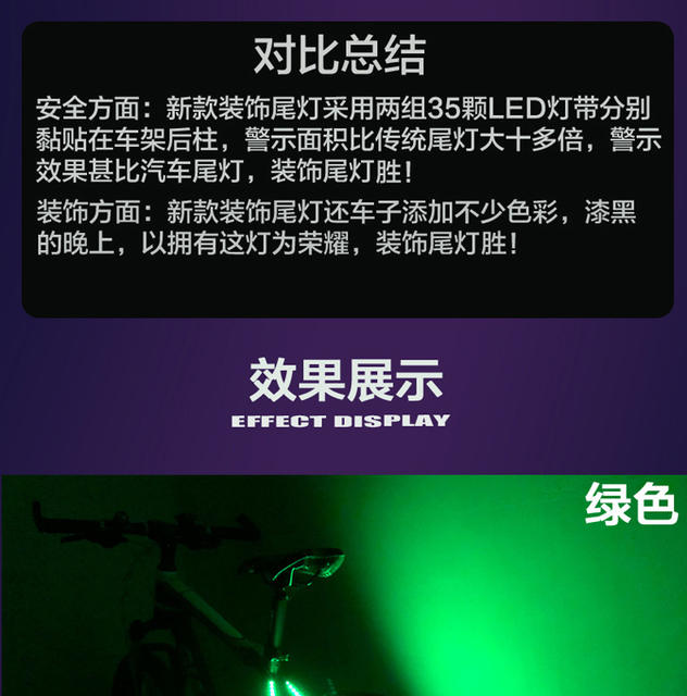 Bicycle Decorative Light Bicycle Tail Light Mountain Bike Light Dead Flying Light Warning Light Frame Light Shelf Tail Light detail 4