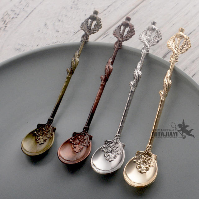 British Edward Age Thistle Leaf Coffee Spoon Replica Dessert Table Decoration Gift Box with Spoon Jy98 detail 4