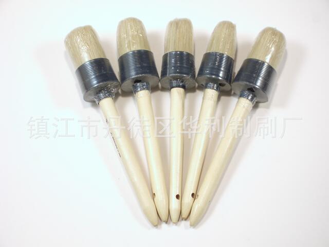 Factory wholesale car wash brush bristle round head paint car cleaning brush wooden handle bristle detail brush pig brush detail 11