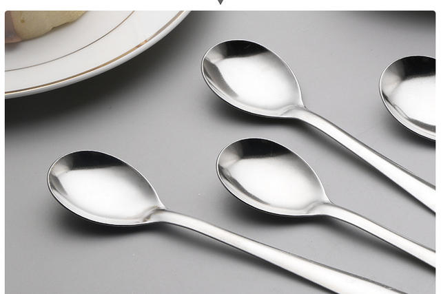 Stainless Steel Spoon, Simple Korean-Style Spoon, Household Dessert Spoon, Long Handle, Thickened Coffee Spoon, Eating Spoon, Soup Spoon detail 10