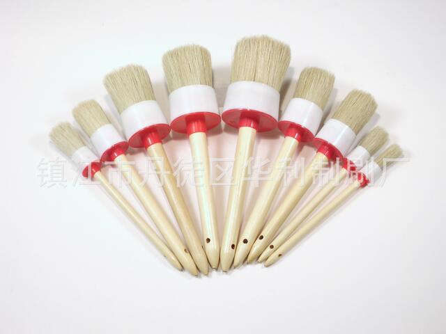 Factory wholesale car wash brush bristle round head paint car cleaning brush wooden handle bristle detail brush pig brush detail 10