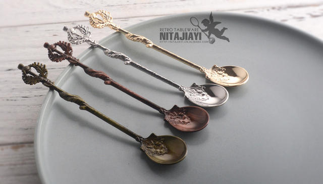 British Edward Age Thistle Leaf Coffee Spoon Replica Dessert Table Decoration Gift Box with Spoon Jy98 detail 6