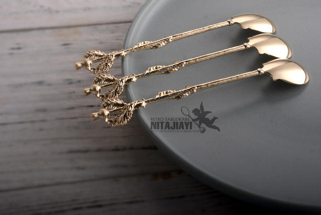 British Edward Age Thistle Leaf Coffee Spoon Replica Dessert Table Decoration Gift Box with Spoon Jy98 detail 9