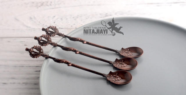 British Edward Age Thistle Leaf Coffee Spoon Replica Dessert Table Decoration Gift Box with Spoon Jy98 detail 12