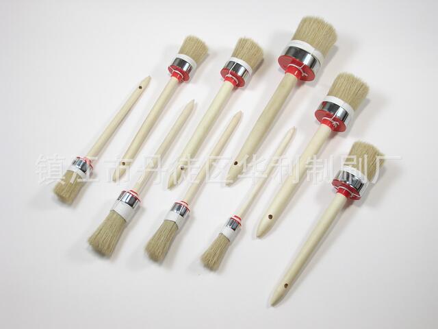 Factory wholesale car wash brush bristle round head paint car cleaning brush wooden handle bristle detail brush pig brush detail 12