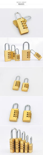 Brass mini luggage 4 wheel combination lock customs luggage locker small code wheel padlock factory direct sale detail 2