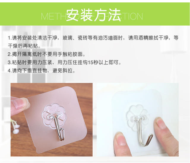 Sticky Hook Suction Card Three Pack Pattern Transparent Candy Color Brushed Gold and Silver Supermarket Supply Traceless Hook detail 3