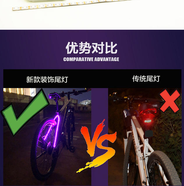 Bicycle Decorative Light Bicycle Tail Light Mountain Bike Light Dead Flying Light Warning Light Frame Light Shelf Tail Light detail 3