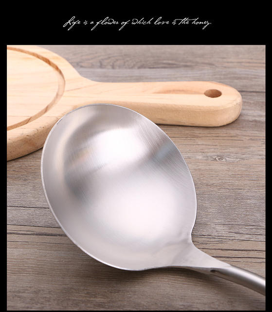 304 Stainless Steel Spatula Household Wooden Handle Utensils High Temperature Resistant Colander Spatula Kitchen Utensil Set Soup Spoon Kitchen Utensils detail 11