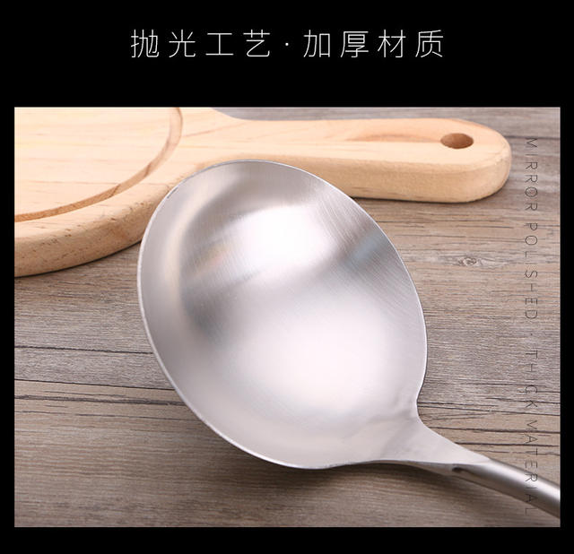 304 Stainless Steel Spatula Household Wooden Handle Utensils High Temperature Resistant Colander Spatula Kitchen Utensil Set Soup Spoon Kitchen Utensils detail 7