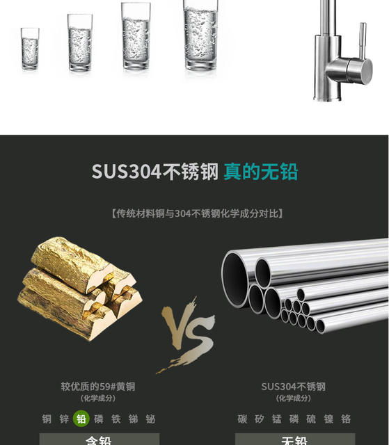Fano Bathroom 304 Stainless Steel Lead-Free Kitchen Faucet Kitchen Hot and Cold Faucet for Kitchen Use detail 8