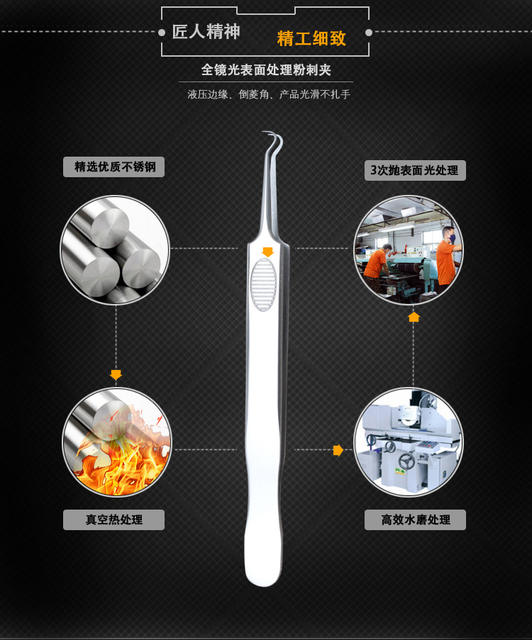 Cross-Border Stainless Steel Curved Mouth Acne Clip Acne Needle to Remove Acne Acne Needle Set Cell Clip Beauty Tool detail 3