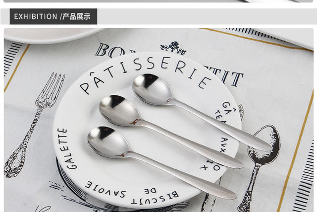 Stainless Steel Spoon, Simple Korean-Style Spoon, Household Dessert Spoon, Long Handle, Thickened Coffee Spoon, Eating Spoon, Soup Spoon detail 11