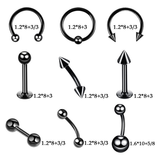 Amazon Best Selling Tattoo Piercing Tool Set 42 Pieces Lip Nail Eyebrow Ear Nail Umbilical Ring Full Body Perforation Factory Outlet detail 6