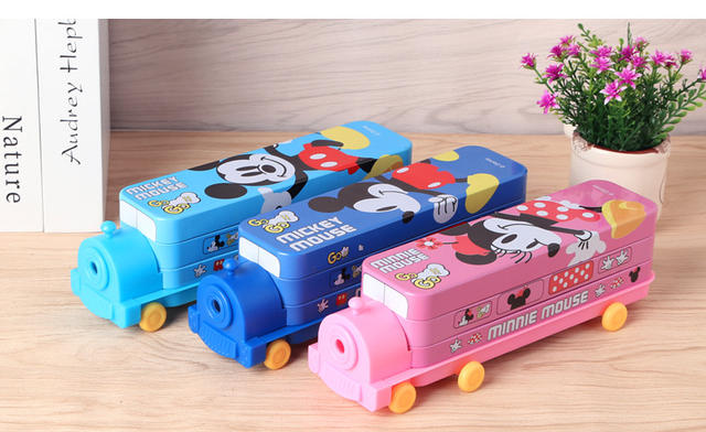 Mickey Children's Kindergarten Train Stationery Case Iron Pencil Case Car Cartoon Pencil Case Frozen Spider-Man detail 9