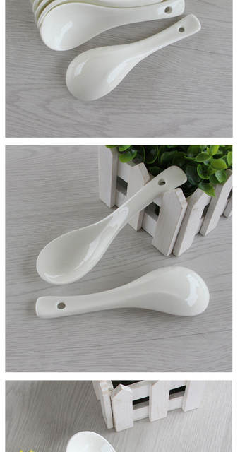 Pure White Ceramic Small Spoon Hotel Restaurant Soup Spoon Household Spoon Magnesium Porcelain Spoon detail 8