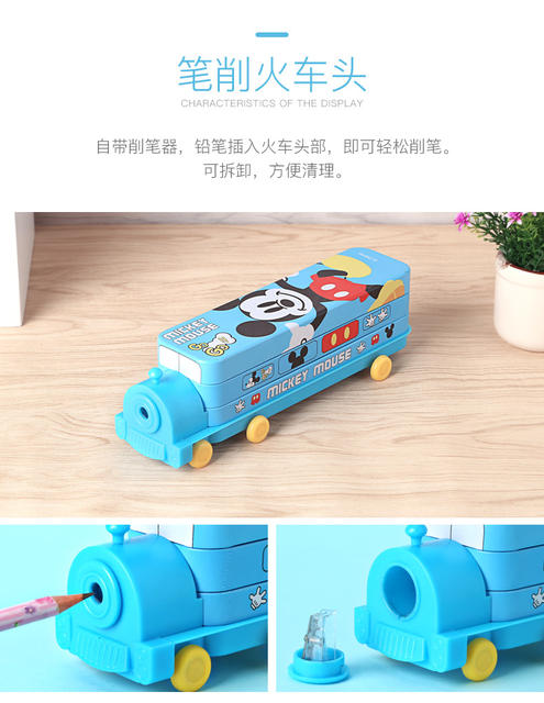 Mickey Children's Kindergarten Train Stationery Case Iron Pencil Case Car Cartoon Pencil Case Frozen Spider-Man detail 4