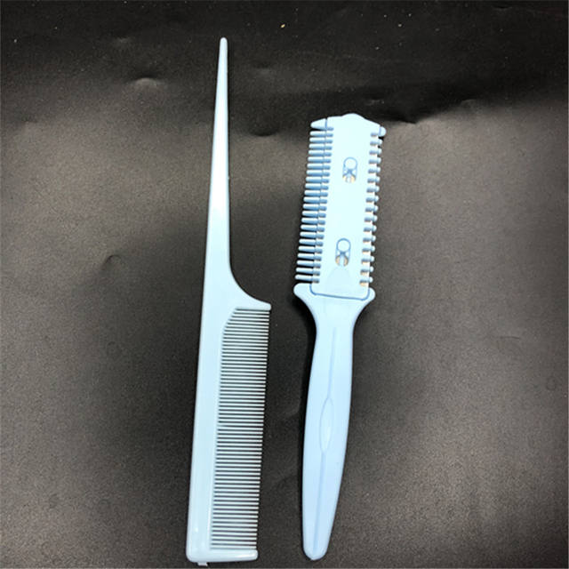 Double-sided knife hair cutting comb pointed tail comb suit hair cutting knife hair bangs thinning device pet comb detail 2