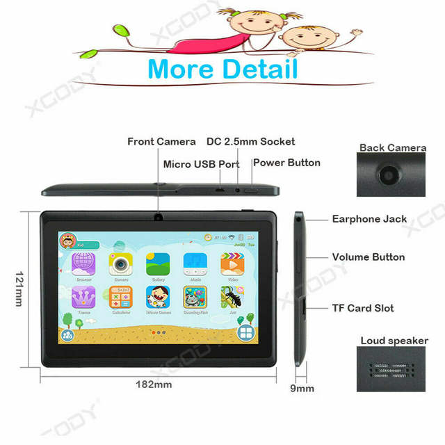T702 Android 7inch Children's Tablet Cross-Border E-Commerce Android 13 Free Leather Case Painting Learning Love Doll detail 7