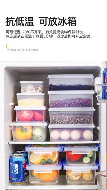 Microwaveable Lunch Box Transparent Food-Grade Crisper with Lid Refrigerator Sealed Rectangular Storage Box with Lid detail 7
