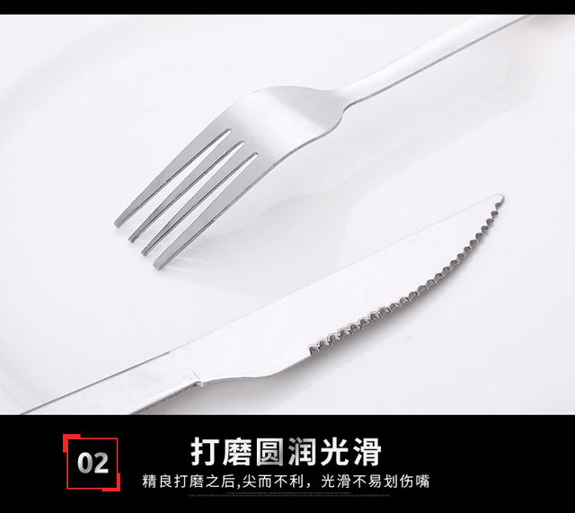 Manufacturer Wholesale 410 Stainless Steel Cutlery Hotel Western Steak Knife and Fork Outdoor Convenient Western-Style Mirror Polished detail 9