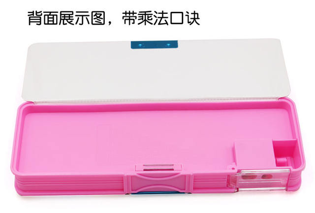 Cartoon children's stationery box boys and girls pencil box kindergarten Primary School students plastic stationery box double-sided double-opening detail 5