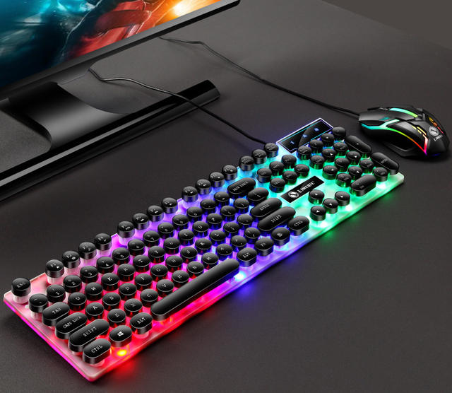 Li magnesium GTX300 luminous keyboard mouse suit USB keyboard USB mouse Internet cafe luminous game kit colorful backlight detail 8