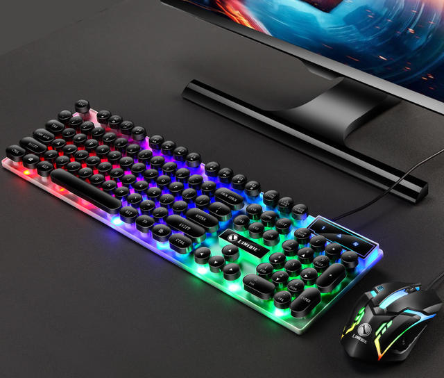 Li magnesium GTX300 luminous keyboard mouse suit USB keyboard USB mouse Internet cafe luminous game kit colorful backlight detail 10
