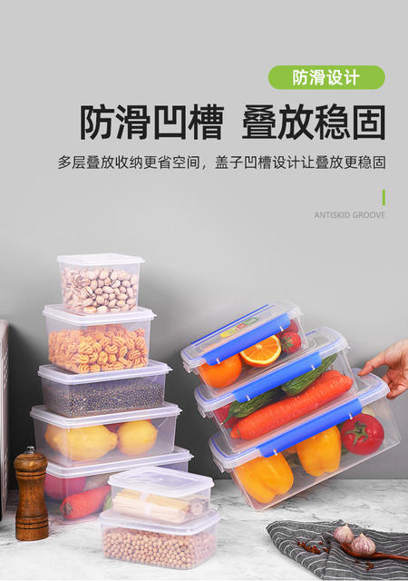 Microwaveable Lunch Box Transparent Food-Grade Crisper with Lid Refrigerator Sealed Rectangular Storage Box with Lid detail 9