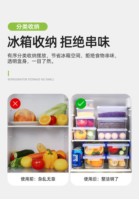 Microwaveable Lunch Box Transparent Food-Grade Crisper with Lid Refrigerator Sealed Rectangular Storage Box with Lid detail 3