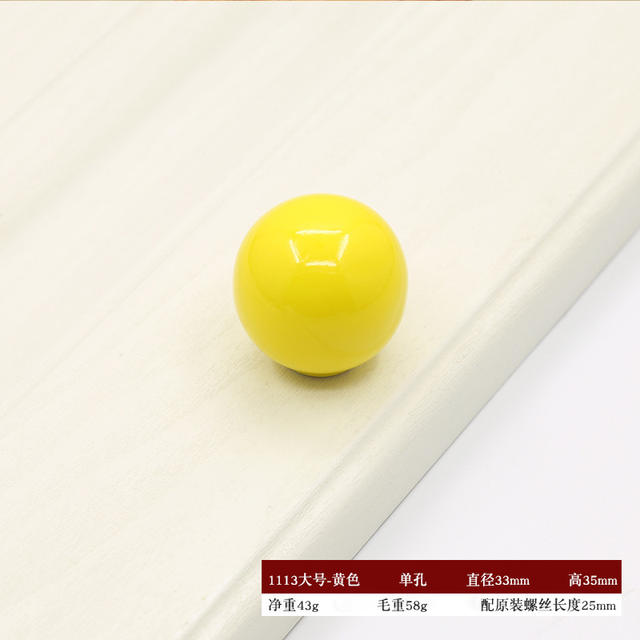 Color Ceramic Cabinet Door Handle Simple Cabinet Wardrobe Drawer Ball Round Single Hole Handle Bottle Cap Handle Handle detail 7