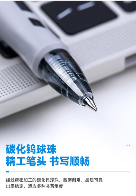 Deli S08 Smooth Gel Pen Press Bullet 0.5mm Signature Ball Blue Black Red Water-Based Ball Pen detail 4