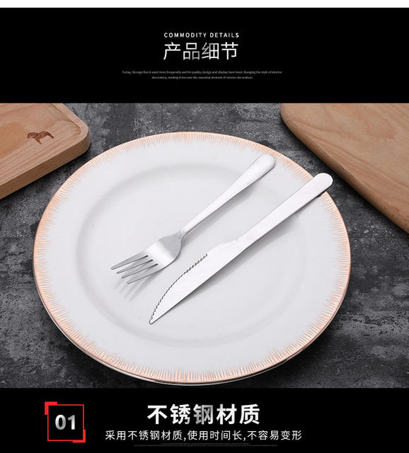 Manufacturer Wholesale 410 Stainless Steel Cutlery Hotel Western Steak Knife and Fork Outdoor Convenient Western-Style Mirror Polished detail 8