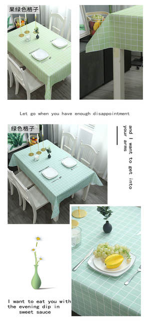 Solid Color Plaid Tablecloth Dining Table Mat Made of Peva Material, Waterproof and Oil-Proof, Rectangular Tablecloth with a Light Luxury and High-End Feel detail 8