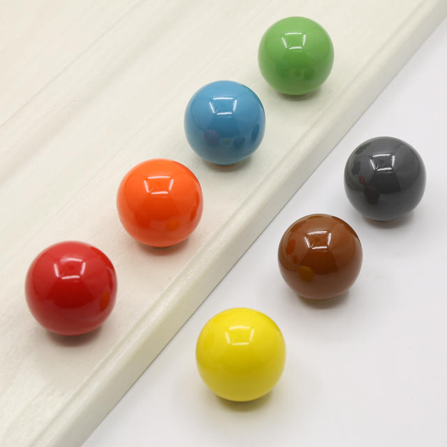 Color Ceramic Cabinet Door Handle Simple Cabinet Wardrobe Drawer Ball Round Single Hole Handle Bottle Cap Handle Handle detail 2