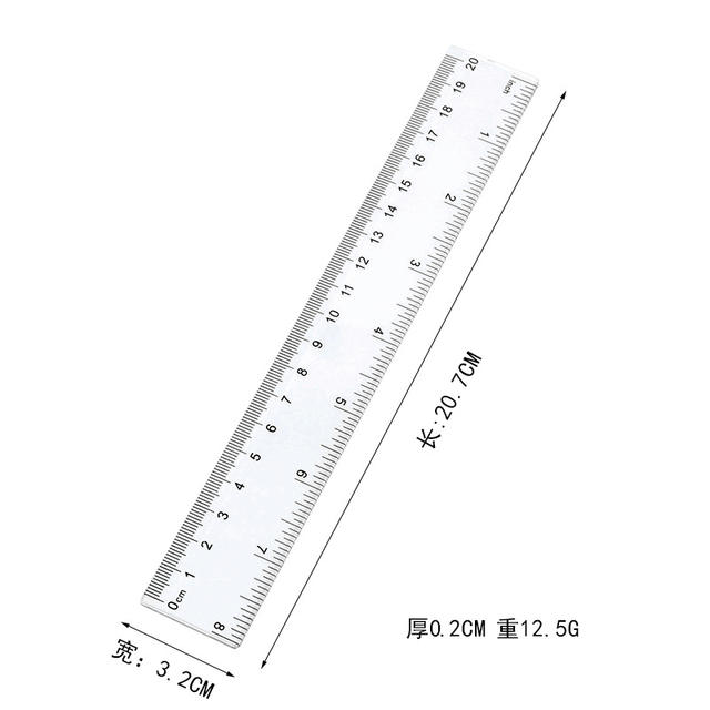 Manufacturer Wholesale 30Cm20Cm15Cm Plastic Transparent Ruler Bilateral Printing Inch Centimeter Red Card Cross-Border detail 6